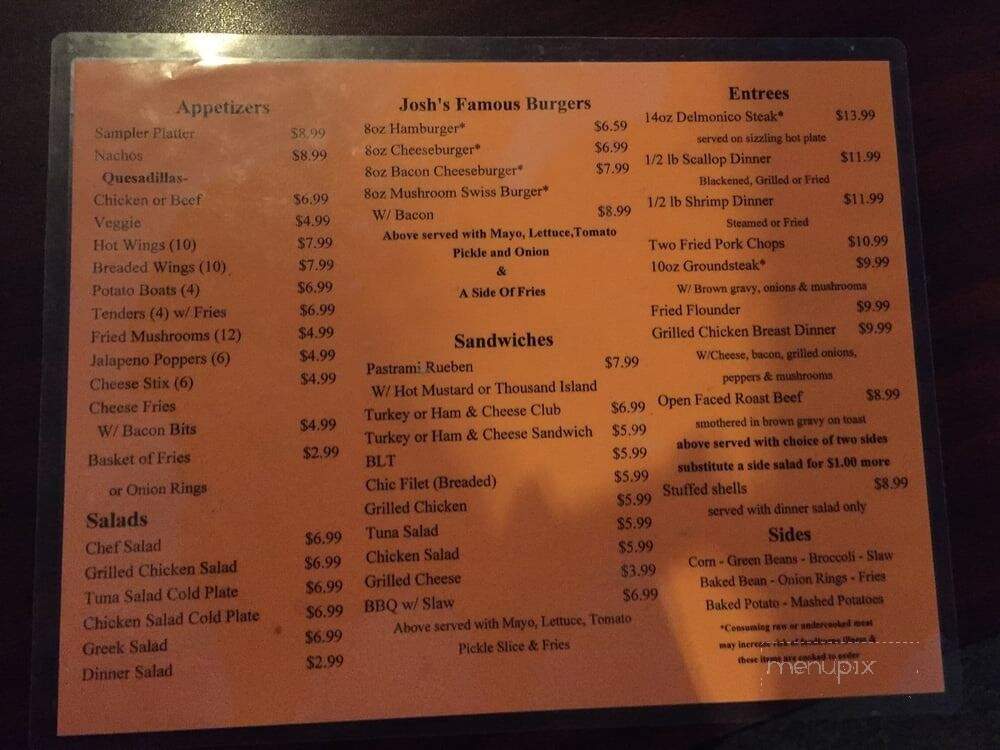 Josh's Bar & Grill - Hampton, VA menu_pic