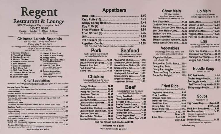 Regent Chinese Restaurant - Longview, WA