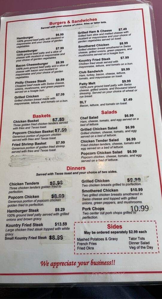 Kountry Kitchen Grille - Clarksville, AR menu_pic