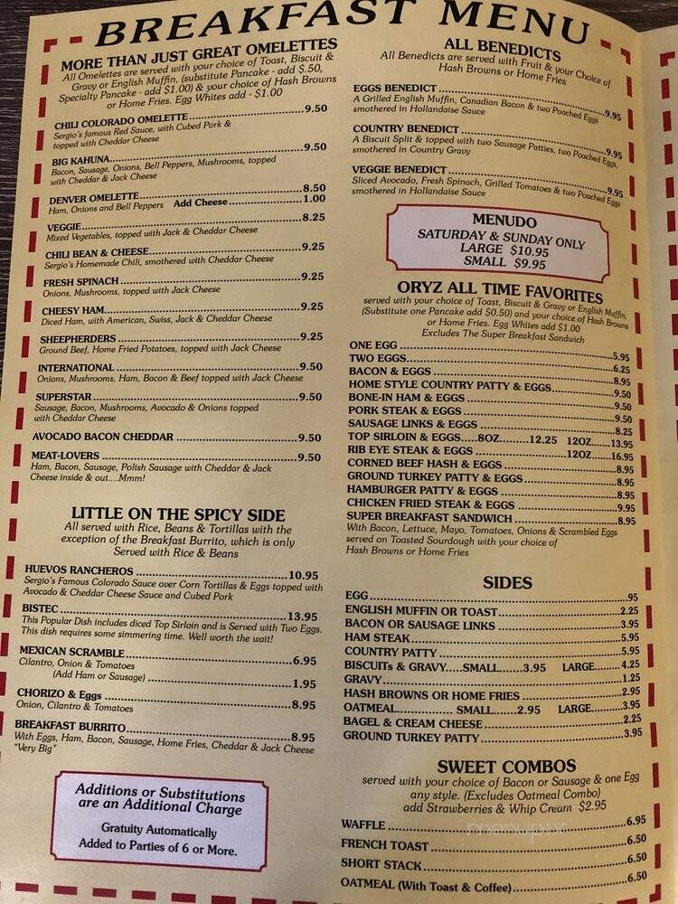 Oryz Family Restaurant - Hemet, CA menu_pic