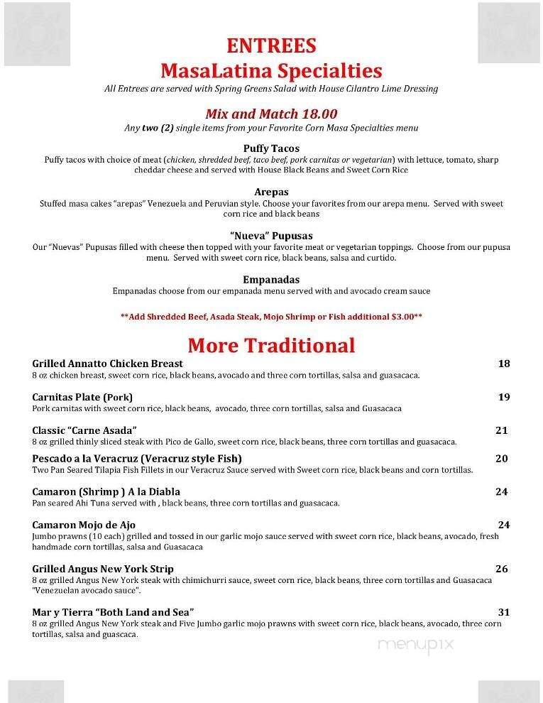 MasaLatina Latin American Kitchen - Manteca, CA menu_pic