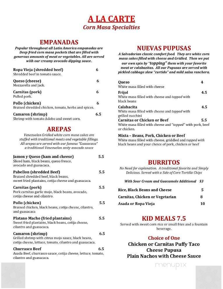MasaLatina Latin American Kitchen - Manteca, CA menu_pic
