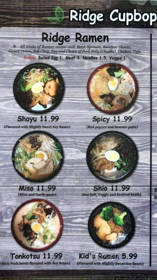 Ridge Cupbop & Ramen - Snoqualmie, WA menu_pic