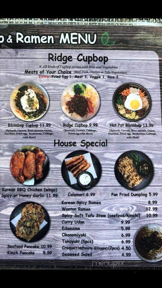Ridge Cupbop & Ramen - Snoqualmie, WA menu_pic