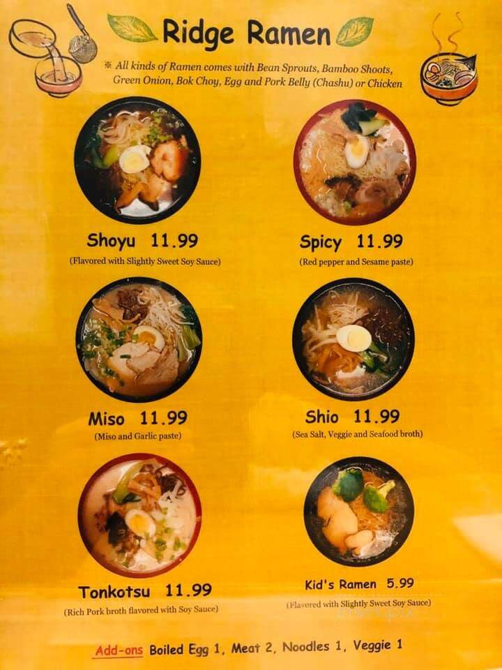 Ridge Cupbop & Ramen - Snoqualmie, WA menu_pic