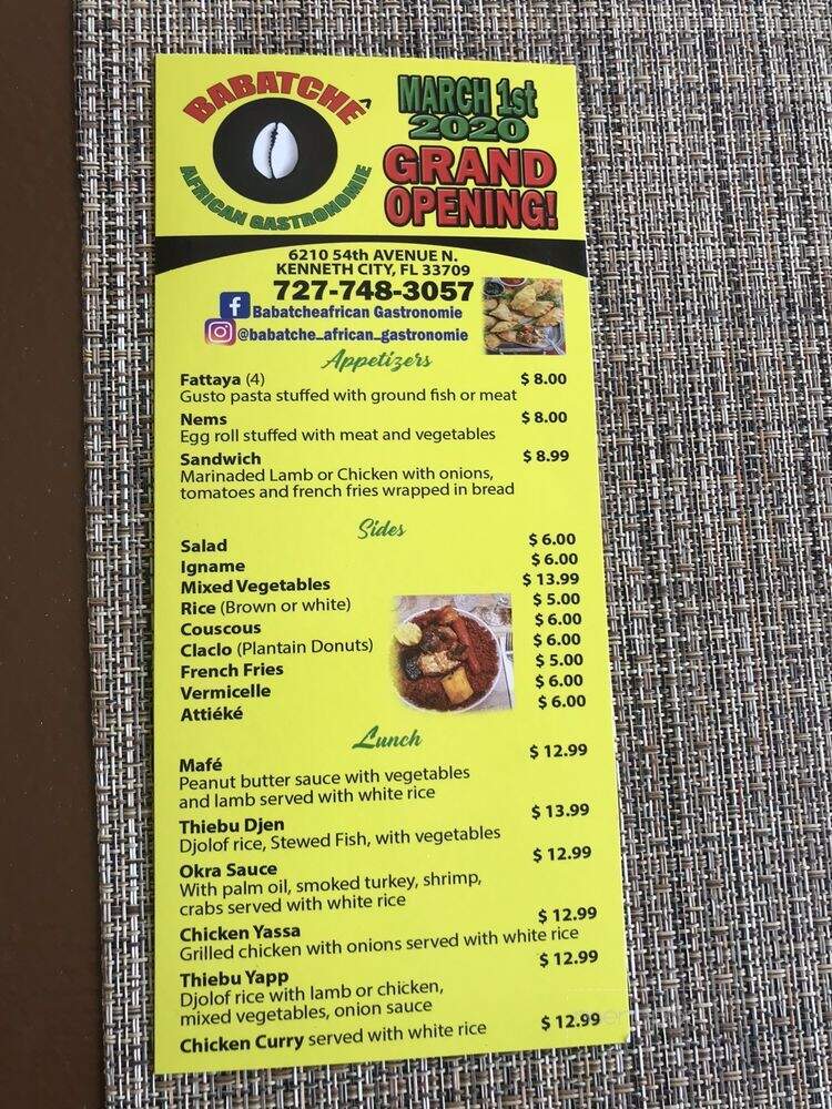 Babatche African Gastronomie - Kenneth City, FL menu_pic