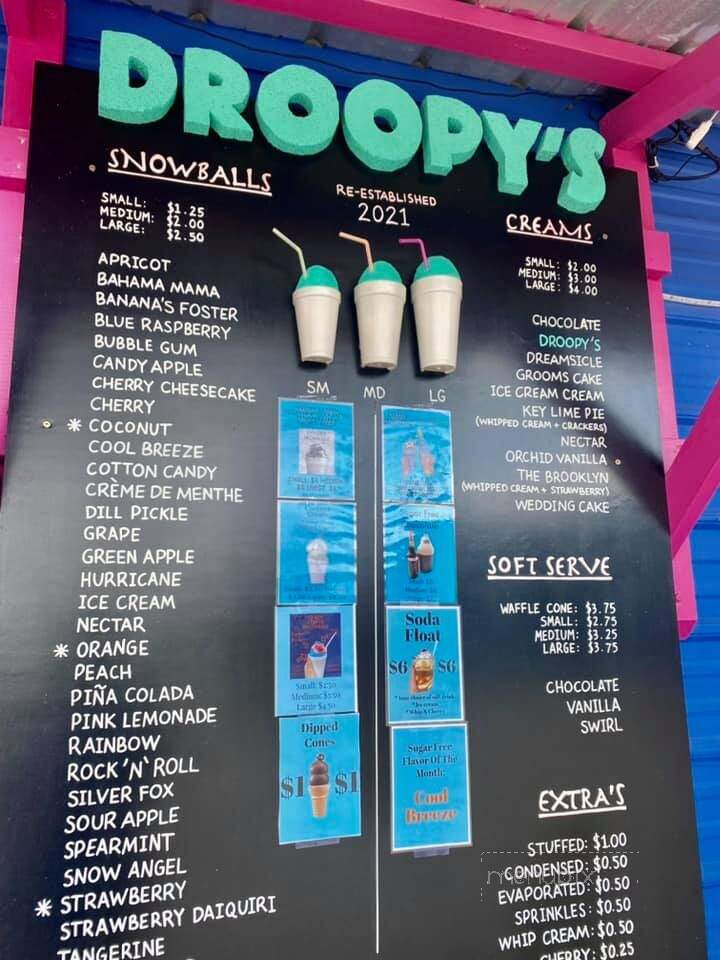 Droopy's Snoballs - Harahan, LA menu_pic