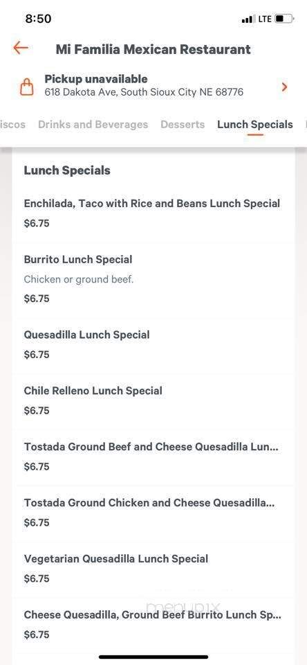 Mi Familia - South Sioux City, NE menu_pic