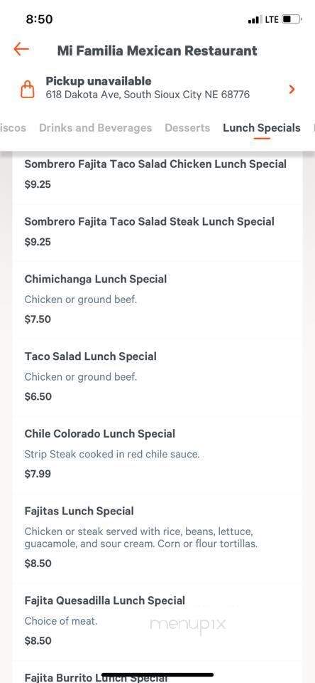 Mi Familia - South Sioux City, NE menu_pic