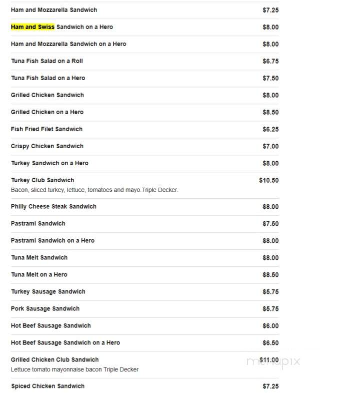 Jimbo's Hamburger Palace - Bronx, NY menu_pic
