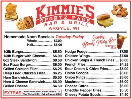 Sportz Page - Argyle, WI menu_pic