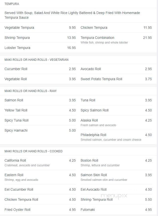 A1 Japanese Steak House - Fairless Hills, PA menu_pic