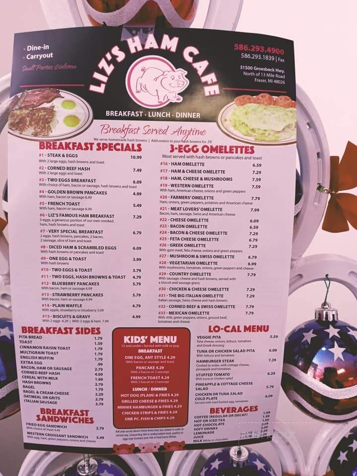 Liz's Ham Cafe - Fraser, MI menu_pic