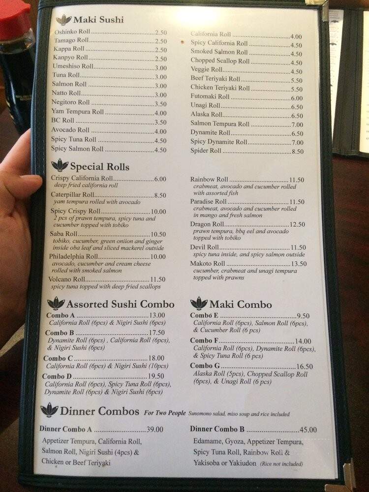 Makoto Japanese Restaurant - Burnaby, BC menu_pic