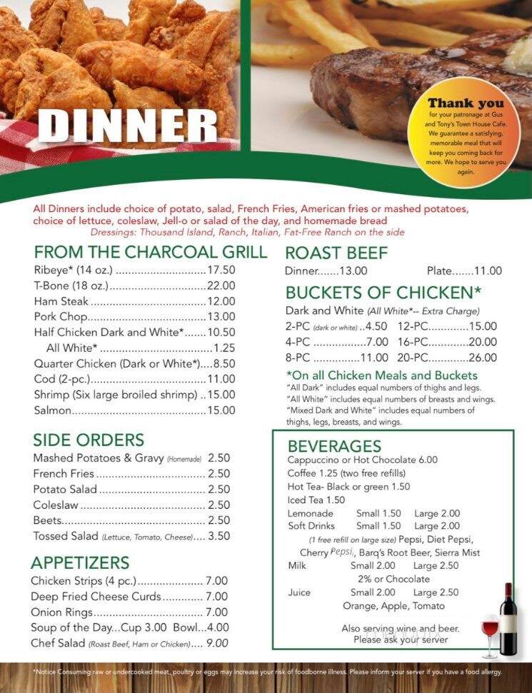 Gus & Tony's Townhouse - West Union, IA menu_pic