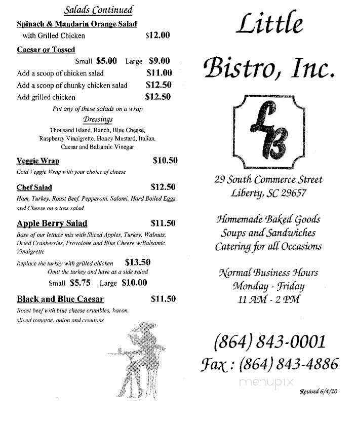 Little Bistro - Liberty, SC menu_pic