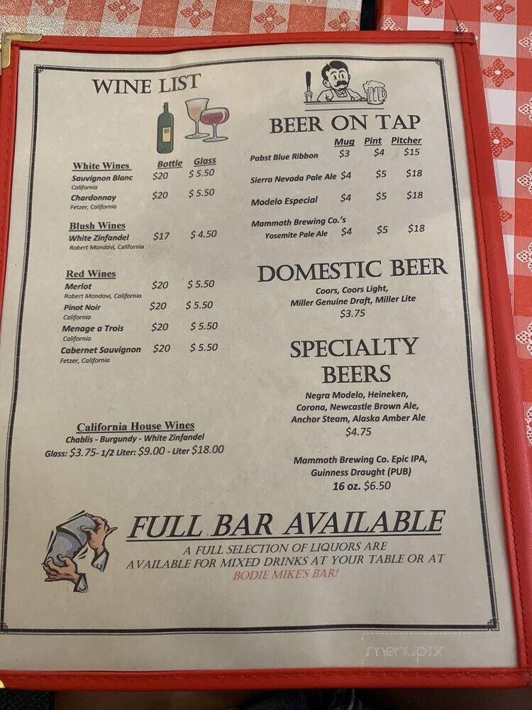 Bodie Mike's - Lee Vining, CA menu_pic