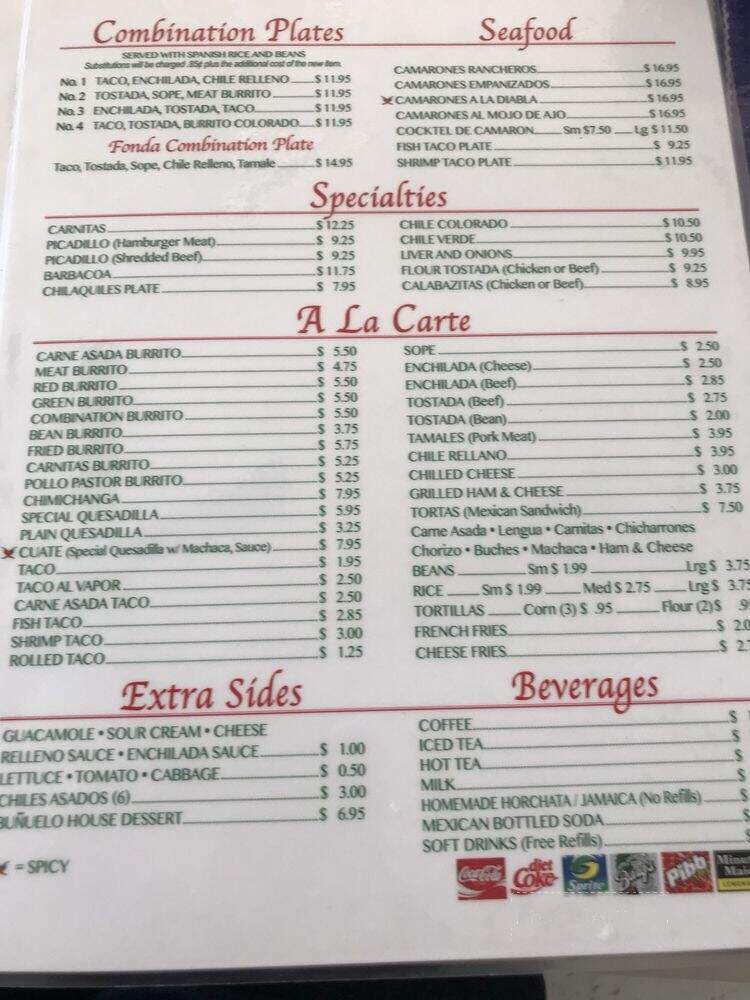 La Fonda Mexican Family Restaurant - El Centro, CA menu_pic