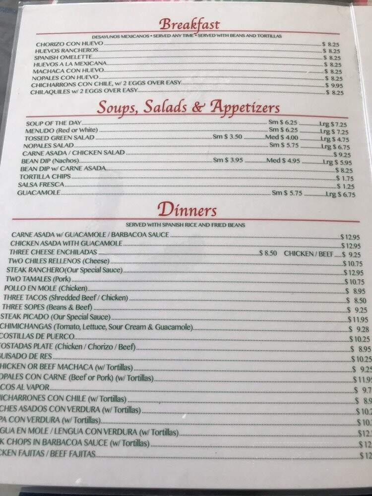 La Fonda Mexican Family Restaurant - El Centro, CA menu_pic