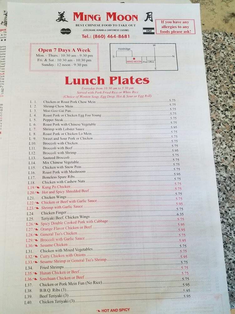 Ming Moon Chinese Restaurant - Ledyard, CT menu_pic