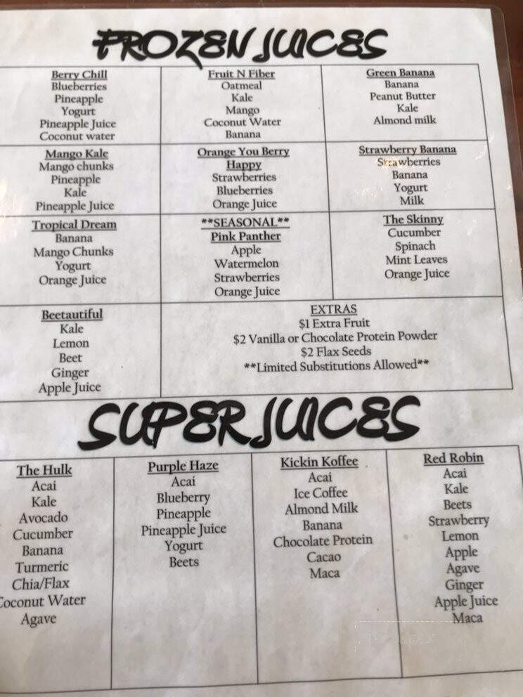 Beachview Java & Juice - Tybee Island, GA menu_pic