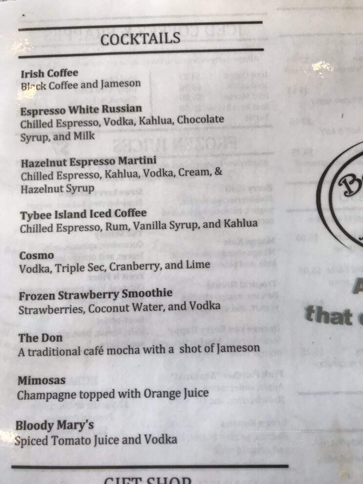 Beachview Java & Juice - Tybee Island, GA menu_pic