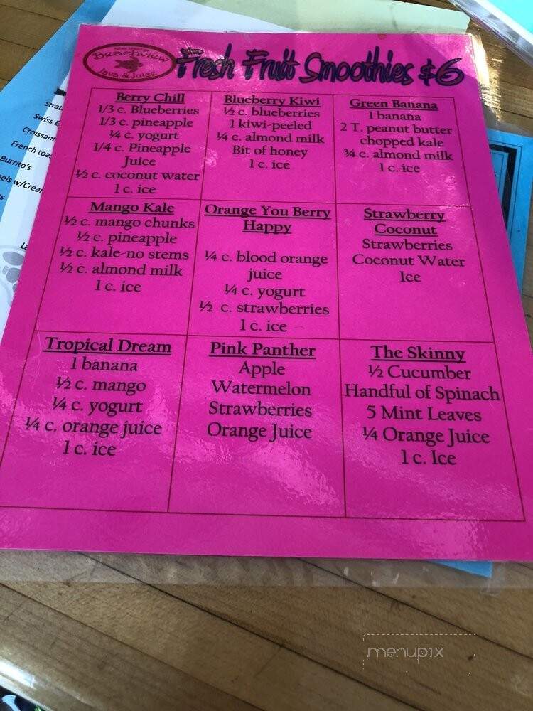 Beachview Java & Juice - Tybee Island, GA menu_pic