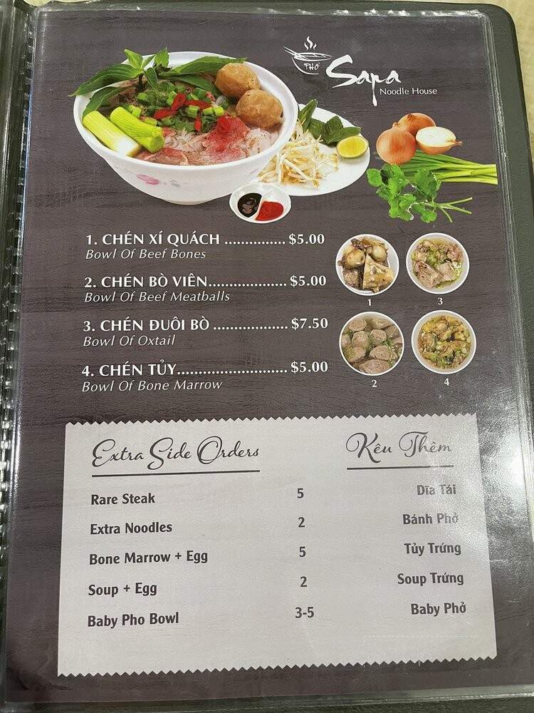 Pho Sapa Noodle House - Houston, TX menu_pic
