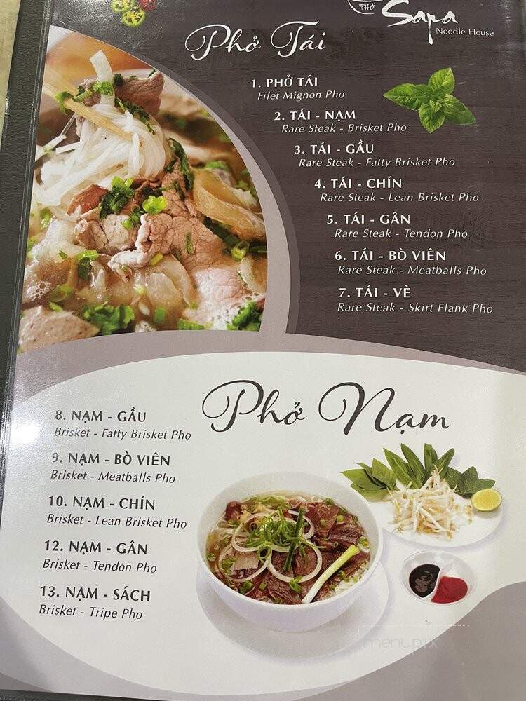 Pho Sapa Noodle House - Houston, TX menu_pic