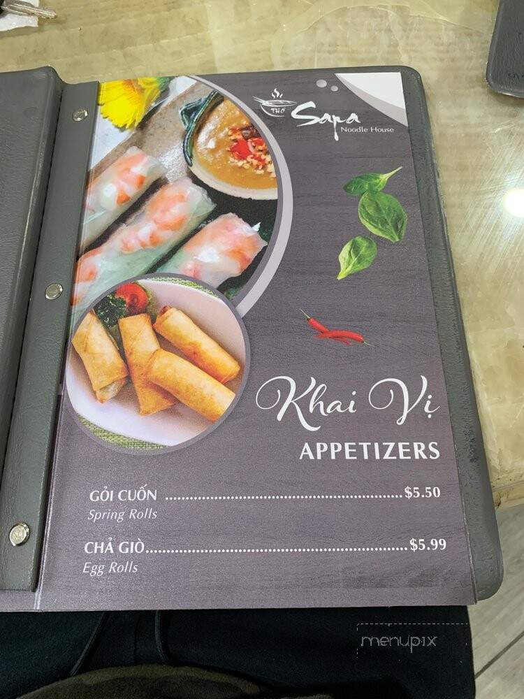 Pho Sapa Noodle House - Houston, TX menu_pic
