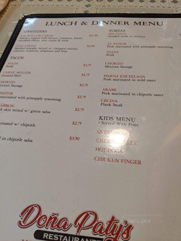 Dona Paty's - Highwood, IL menu_pic