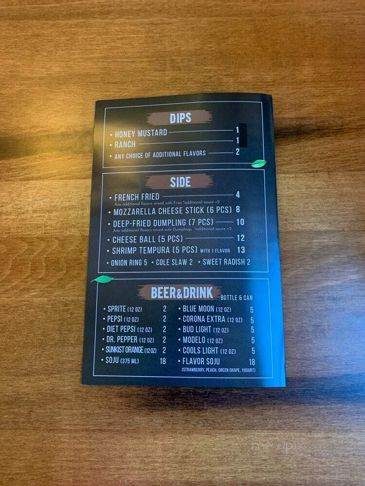 Wing's Korean Chicken - Incline Village, NV menu_pic