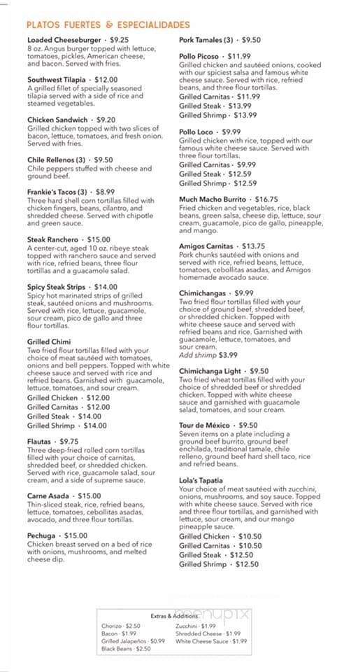 Amigos at Peerless Mill - Rossville, GA menu_pic