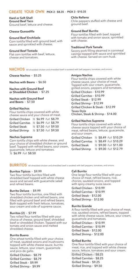 Amigos at Peerless Mill - Rossville, GA menu_pic