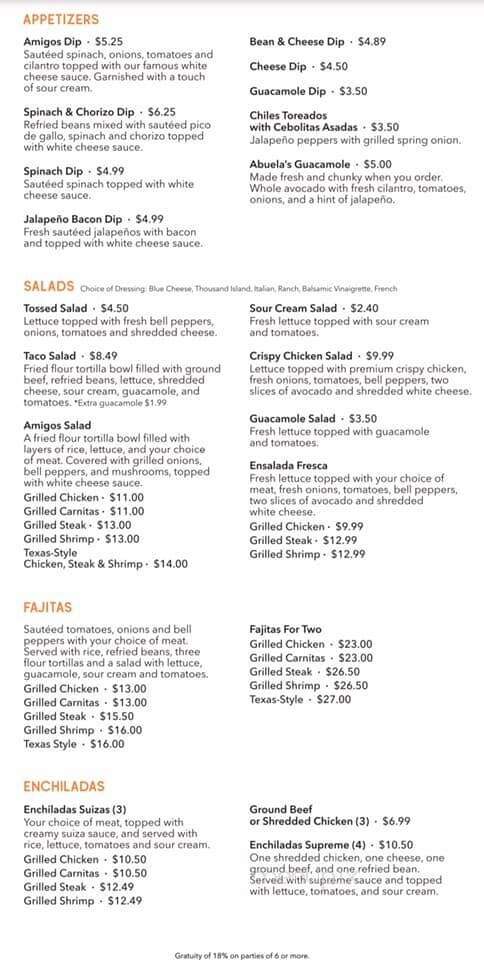 Amigos at Peerless Mill - Rossville, GA menu_pic