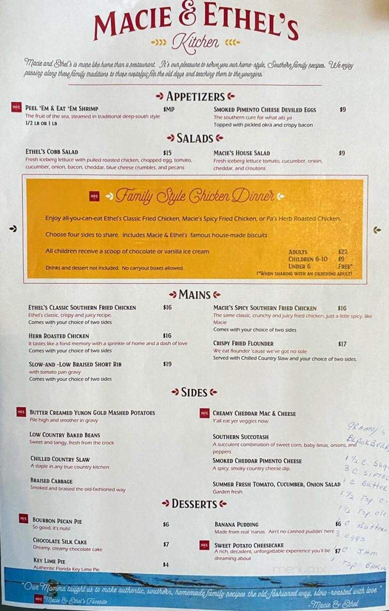 Macie & Ethel's - Holden beach, NC menu_pic