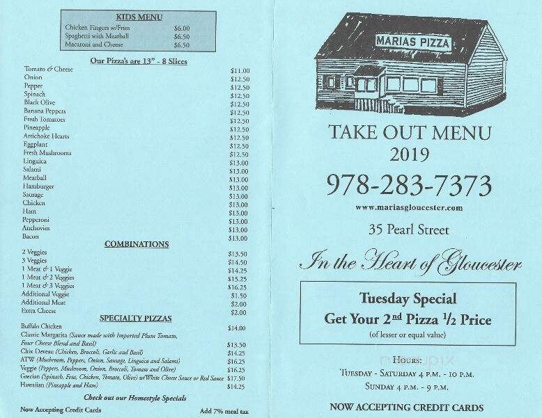 Maria's Pizza - Gloucester, MA menu_pic