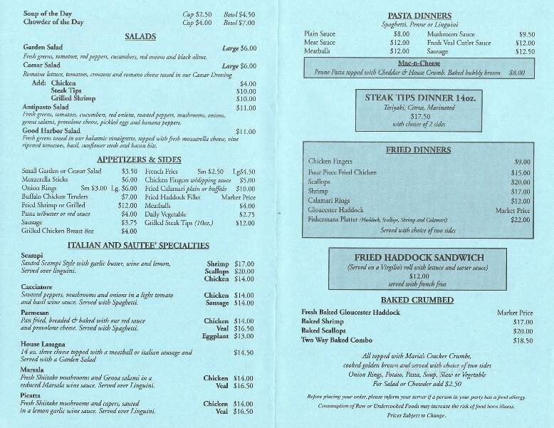 Maria's Pizza - Gloucester, MA menu_pic