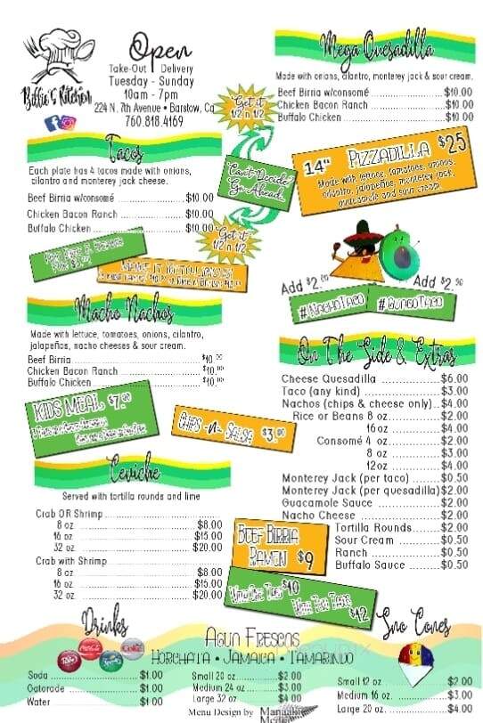 Billie's Kitchen - Barstow, CA menu_pic