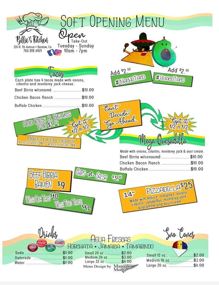 Billie's Kitchen - Barstow, CA menu_pic