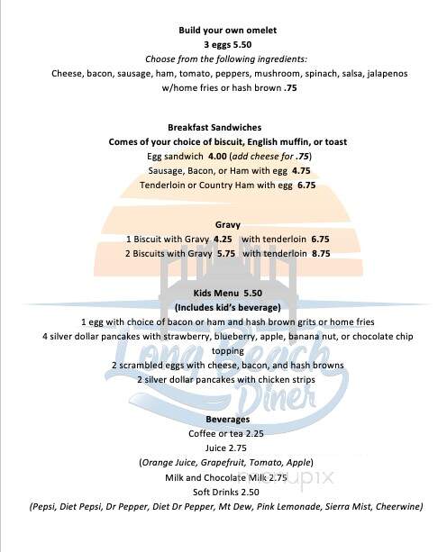 Long Beach Diner - Oak Island, NC menu_pic