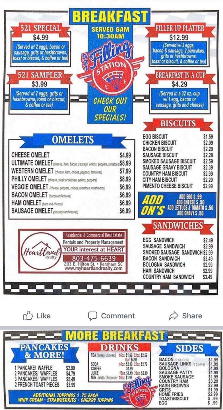 521 Grill - Kershaw, SC menu_pic