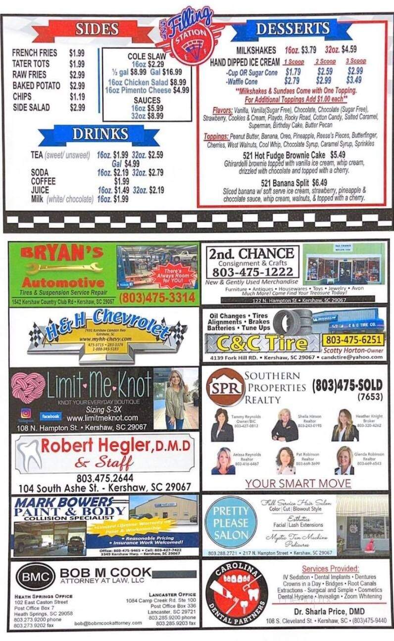 521 Grill - Kershaw, SC menu_pic