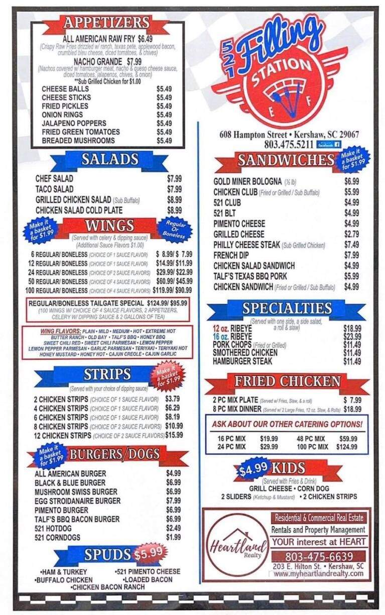 521 Grill - Kershaw, SC menu_pic