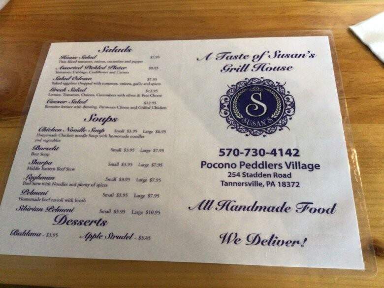 Taste of Susan's Grill House - Tannersville, PA menu_pic