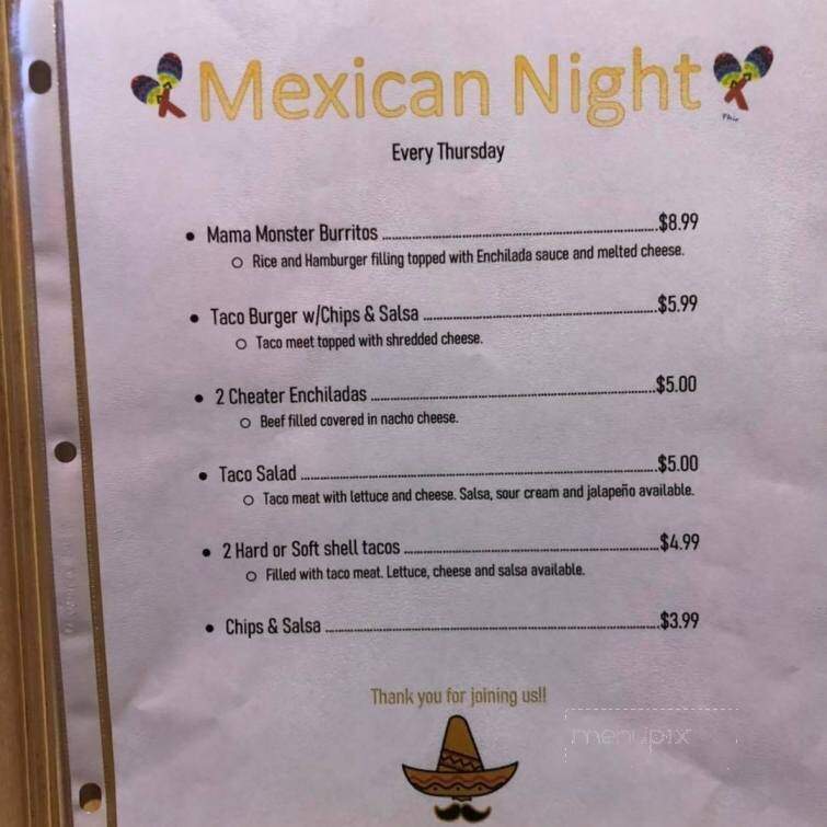 Beehive - Reynolds, ND menu_pic
