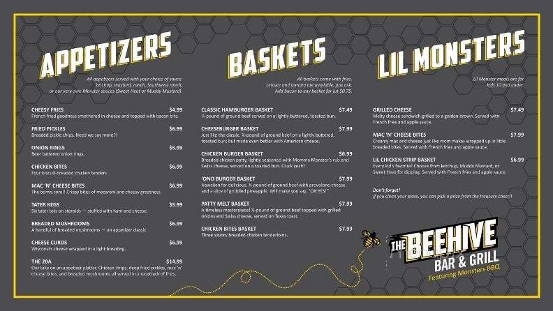 Beehive - Reynolds, ND menu_pic