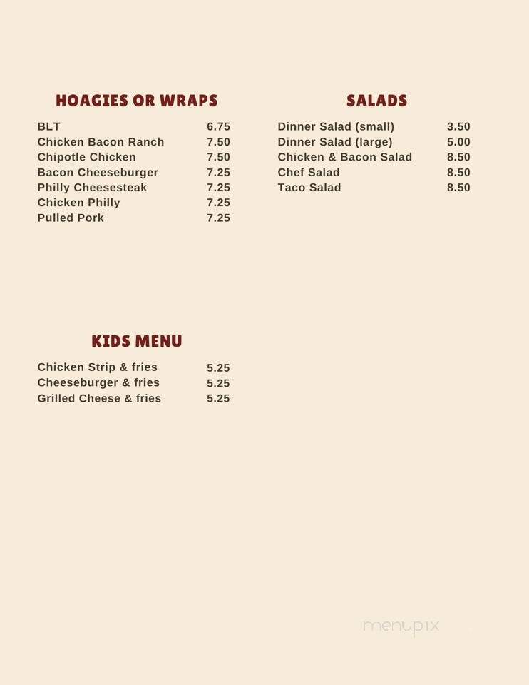 Beehive - Reynolds, ND menu_pic