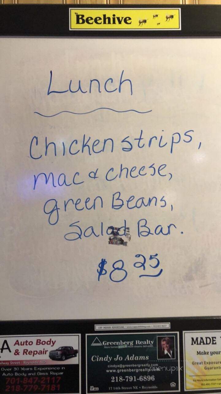 Beehive - Reynolds, ND menu_pic