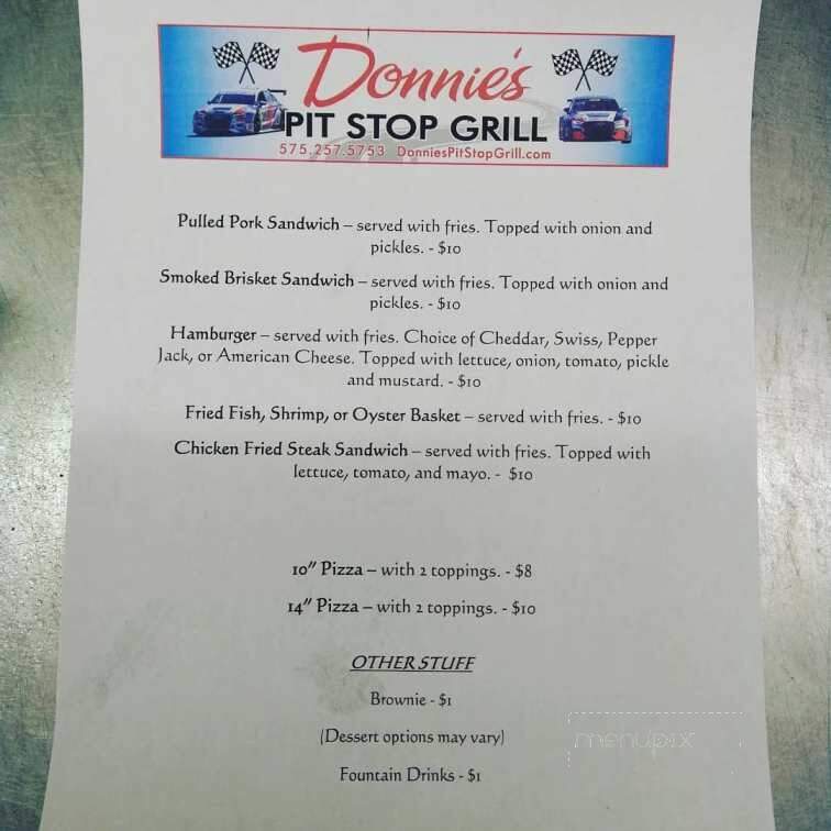 Donnie's Pit Stop Grill - Ruidoso, NM menu_pic